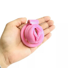 Load image into Gallery viewer, Pussy Shaped Pink Chastity Cage With 4 Rings