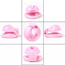 Load image into Gallery viewer, Pussy Shaped Pink Chastity Cage With 4 Rings