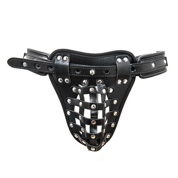 Black Leather Male Chastity panties