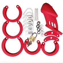 Load image into Gallery viewer, Silicone Chastity Cage Red BDSM 3.15 inches and 3.75 inches long