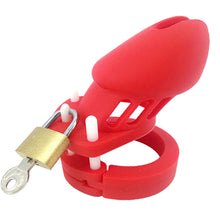 Load image into Gallery viewer, Silicone Chastity Cage Red BDSM 3.15 inches and 3.75 inches long
