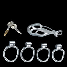 Afbeelding in Gallery-weergave laden, Kleine zilveren cobra mannelijke kuisheidskooi met 4 ringen