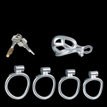 Load image into Gallery viewer, Nub Silver Cobra Male Chastity Cage With 4 Rings
