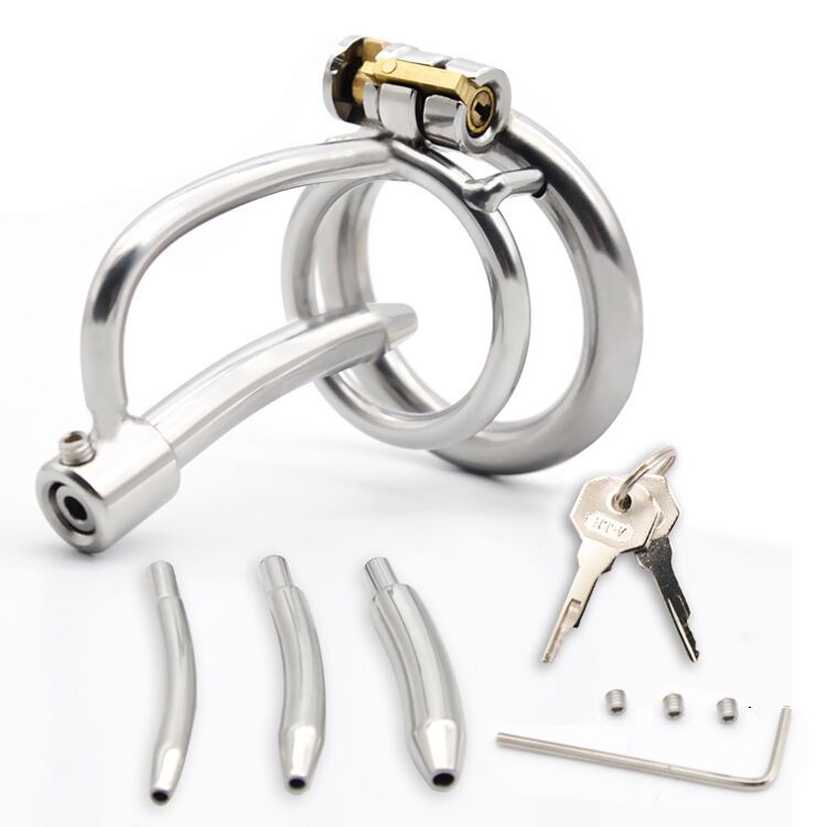 Stainless steel breathable chastity device 3 sizes of catheter