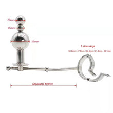Load image into Gallery viewer, Cock Cage with a Butt Plug attachment and Urethral Sound 1.77 inches Long