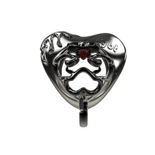 Afbeelding in Gallery-weergave laden, Front illustration of Black Spade ball support resin chastity cage with red gem accent
