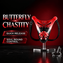 Afbeelding in Gallery-weergave laden, Red and Black Butterfly-Wing Resin Chastity Belt
