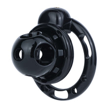 Load image into Gallery viewer, Black Candy Heart chastity cage, regular style angled view

