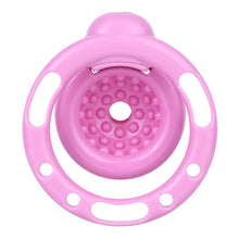 Load image into Gallery viewer, Rear view of the pink Candy Heart chastity cage
