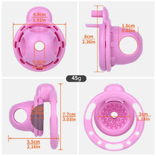 Load image into Gallery viewer, Pink Candy Heart chastity cage measurement chart
