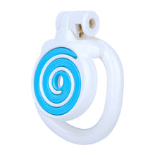 Afbeelding in Gallery-weergave laden, Blue and white Candy Heart Flat Chastity Cage front angle
