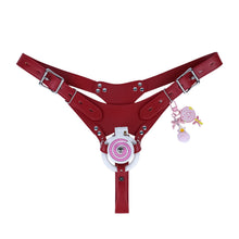 Afbeelding in Gallery-weergave laden, Pink and white cage with catheter and red belt
