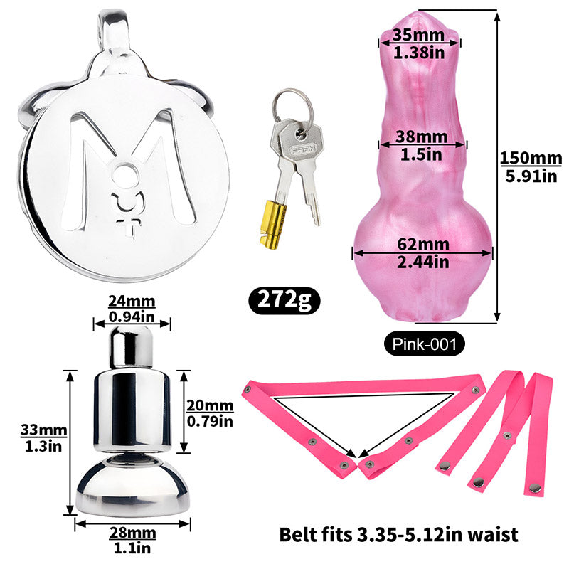 Inverted Chastity Cage With Monster Dildo