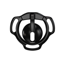 Afbeelding in Gallery-weergave laden, Black Eclipse Dome chastity cage front view showing the rounded cover, vertical bridge and oval opening
