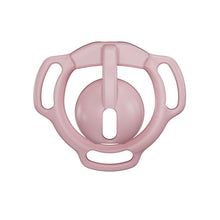 Afbeelding in Gallery-weergave laden, Pink Eclipse Dome chastity cage front view showing the rounded cover, vertical bridge and oval opening
