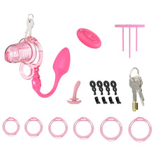 Lade das Bild in den Galerie-Viewer, Extensible Silicone Chastity Cage With Vibration Plug feature details graphic 3
