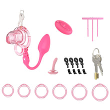 Lade das Bild in den Galerie-Viewer, Extensible Silicone Chastity Cage With Vibration Plug feature details graphic 2
