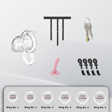 Lade das Bild in den Galerie-Viewer, Extensible Silicone Chastity Cage With Vibration Plug feature details graphic 10
