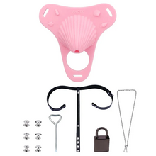 Afbeelding in Gallery-weergave laden, Fantasy Pink Conch Chastity Cage with Belt 29
