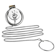 Load image into Gallery viewer, Stainless Steel Flat Chastity Cage with Control Chain
