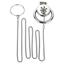 Load image into Gallery viewer, Stainless Steel Flat Chastity Cage with Control Chain

