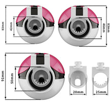 Load image into Gallery viewer, Size chart showing 42 mm, 46 mm and 50 mm ring options with cage and insert measurements
