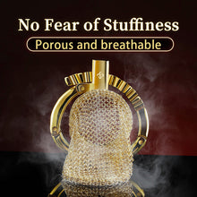 Afbeelding in Gallery-weergave laden, Golden Adjustable Chainmail Chastity Cage 1
