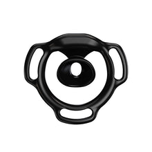 Lade das Bild in den Galerie-Viewer, Black Halo Ring flat chastity cage rear view showing its inward-facing center profile

