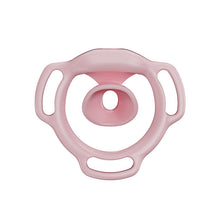 Lade das Bild in den Galerie-Viewer, Pink Halo Ring flat chastity cage rear view showing its inward-facing center profile
