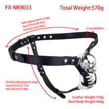 Afbeelding in Gallery-weergave laden, Horror Skull Metal Chastity Cage with Standard Belt size chart and measurements
