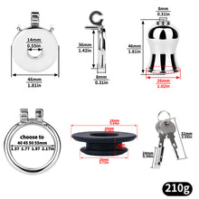 Afbeelding in Gallery-weergave laden, Mirror Polish Flat and Inverted Chastity Cage – medium 46 mm inverted insert and ring size chart
