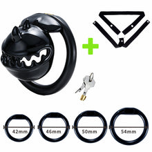 Load image into Gallery viewer, Black Monster Mouth chastity cage set with matching black belt
