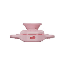 Load image into Gallery viewer, Pink Moon Drop flat chastity cage top view showing lock opening and cup profile
