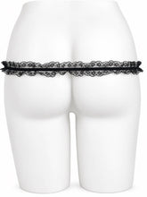 Load image into Gallery viewer, Black lolita lace support strap shown from the rear on a display mannequin
