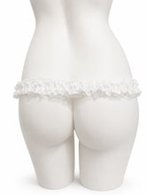 Load image into Gallery viewer, White lace support strap shown from the rear on a display mannequin
