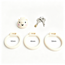 Load image into Gallery viewer, Piglet Head Resin Chastity Cage with Three Rings
