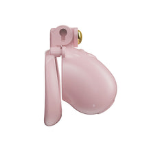 Load image into Gallery viewer, Solid pink heart resin chastity cage, side view
