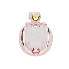 Load image into Gallery viewer, Transparent pink heart resin chastity cage, front view
