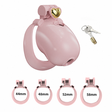 Load image into Gallery viewer, Solid pink heart chastity cage with 44, 48, 52 and 58 mm rings
