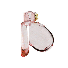 Load image into Gallery viewer, Transparent pink heart chastity cage, side view
