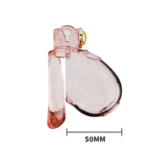 Load image into Gallery viewer, Transparent pink heart chastity cage side measurement, 50 mm
