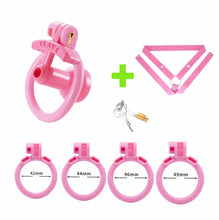 Load image into Gallery viewer, Pink negative urethral cage with matching belt
