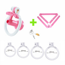 Load image into Gallery viewer, Pink and white negative urethral cage with belt
