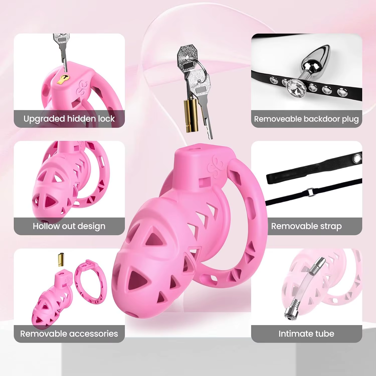 Pink Rattlesnake Chastity Cage with Anal Plug chastity-devices Pink Rattlesnake Chastity Cage with Anal Plug chastity-devices