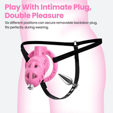 Load image into Gallery viewer, Pink Rattler Chastity Cage with Anal Plug 2
