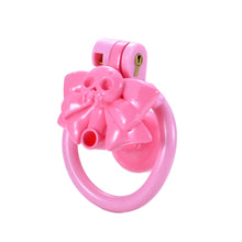 Lade das Bild in den Galerie-Viewer, Pink skull negative chastity cage front view
