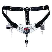 Load image into Gallery viewer, Qiling Metal Chastity Pants with Chains complete front view
