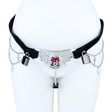 Load image into Gallery viewer, Qiling Metal Chastity Pants with Chains front view on mannequin
