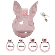 Afbeelding in Gallery-weergave laden, Rabbit Fairy Resin Chastity Cage dimensions showing 44mm, 48mm, 52mm detail 14
