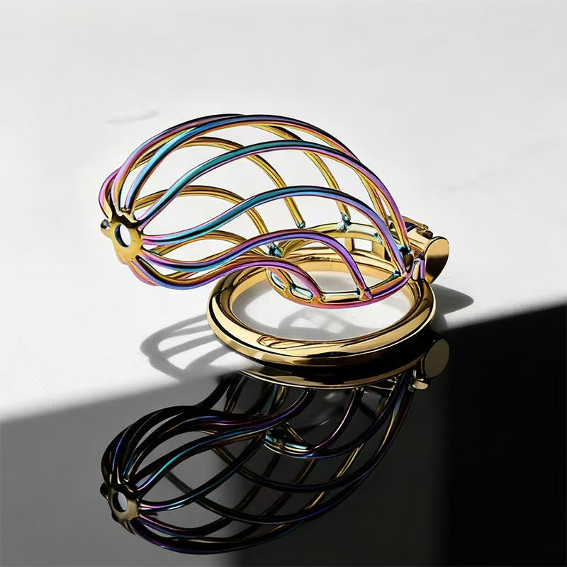 Rainbow Long Banana Chastity Cage 2